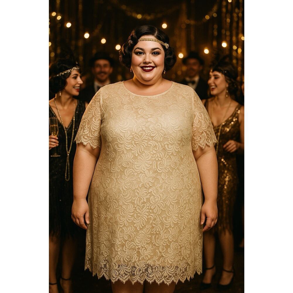 JAGSWEAR LOS ANGELES Vintage 100% Silk Shear Beaded Sequin 40s Flapper Dress 3XL